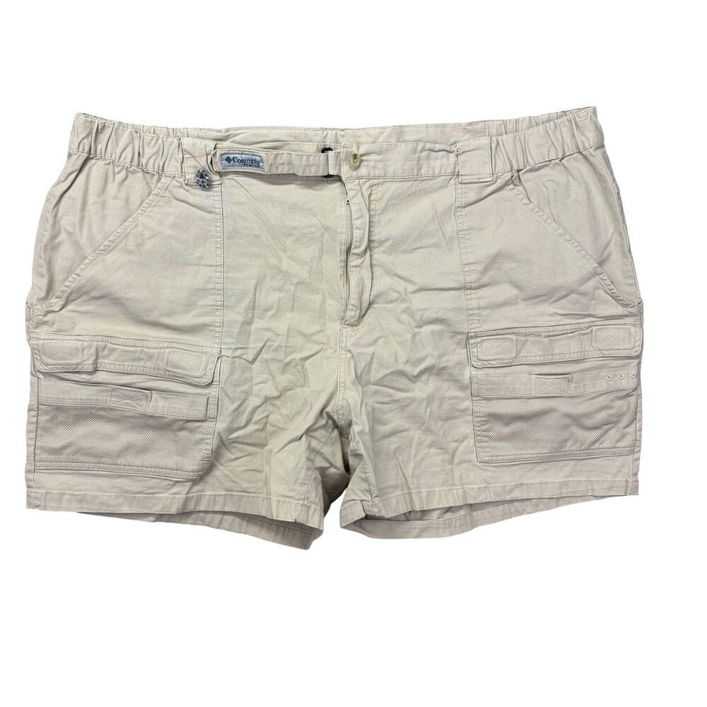 Columbia PFG Cargo Shorts Women's 4X 6L Solid Beige Flat Front Pockets Outdoor